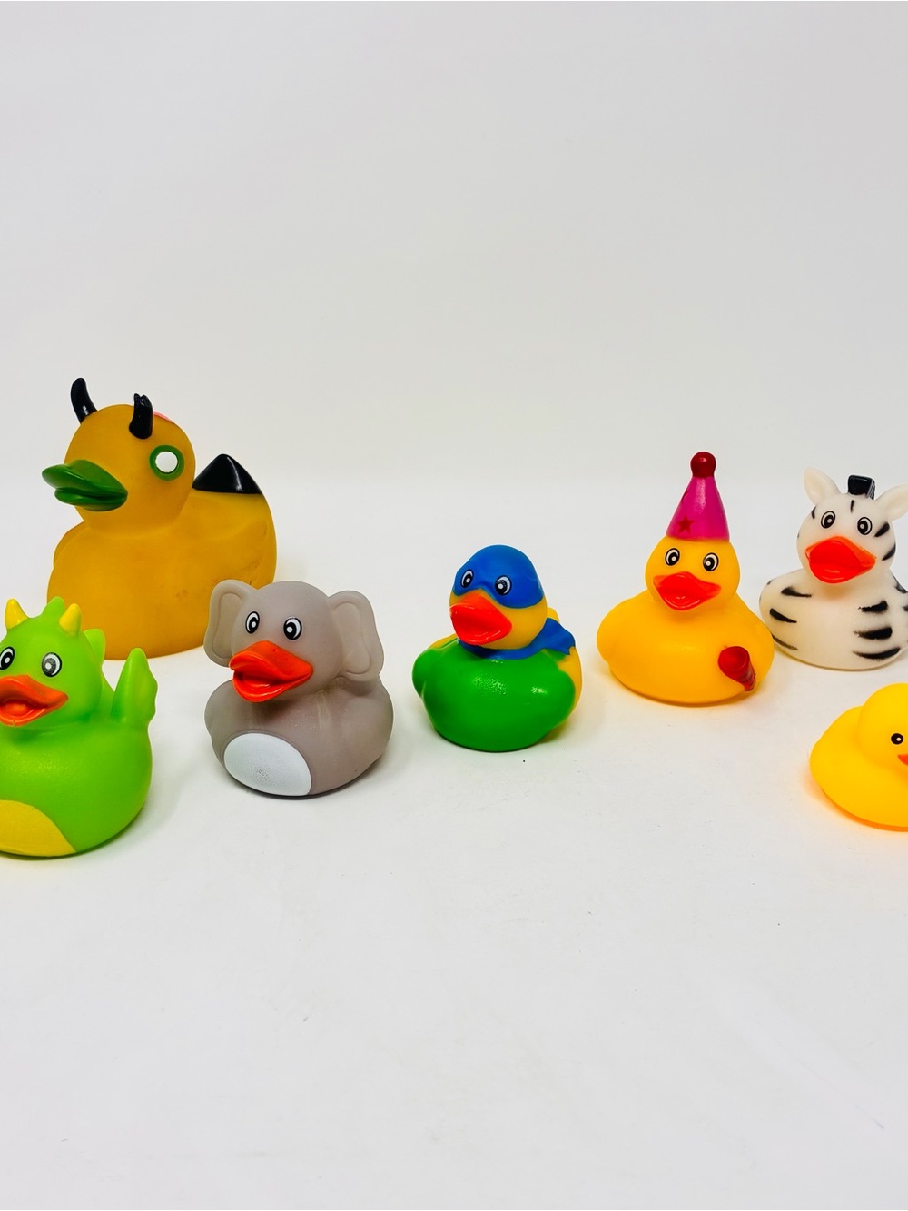 7pc Devil Duck & Elephant Ninja Clown Zebra Vampire Duckie & Mini Rubber Duck